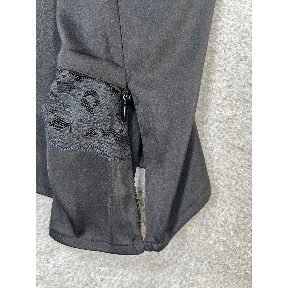 Abercrombie & Fitch Cami Top L Black Lace Inset Satin Look Side Zip Coquette - Picture 5 of 9